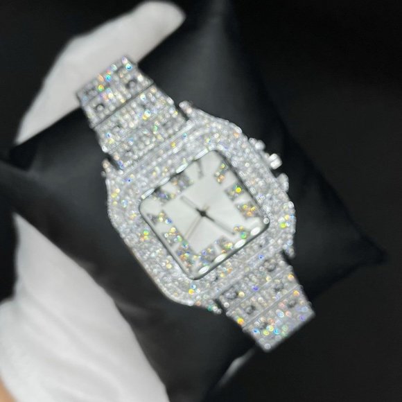 NEW | Luxury Iced Out Square Body White Gold Edition Watch - Picture 2 of 8